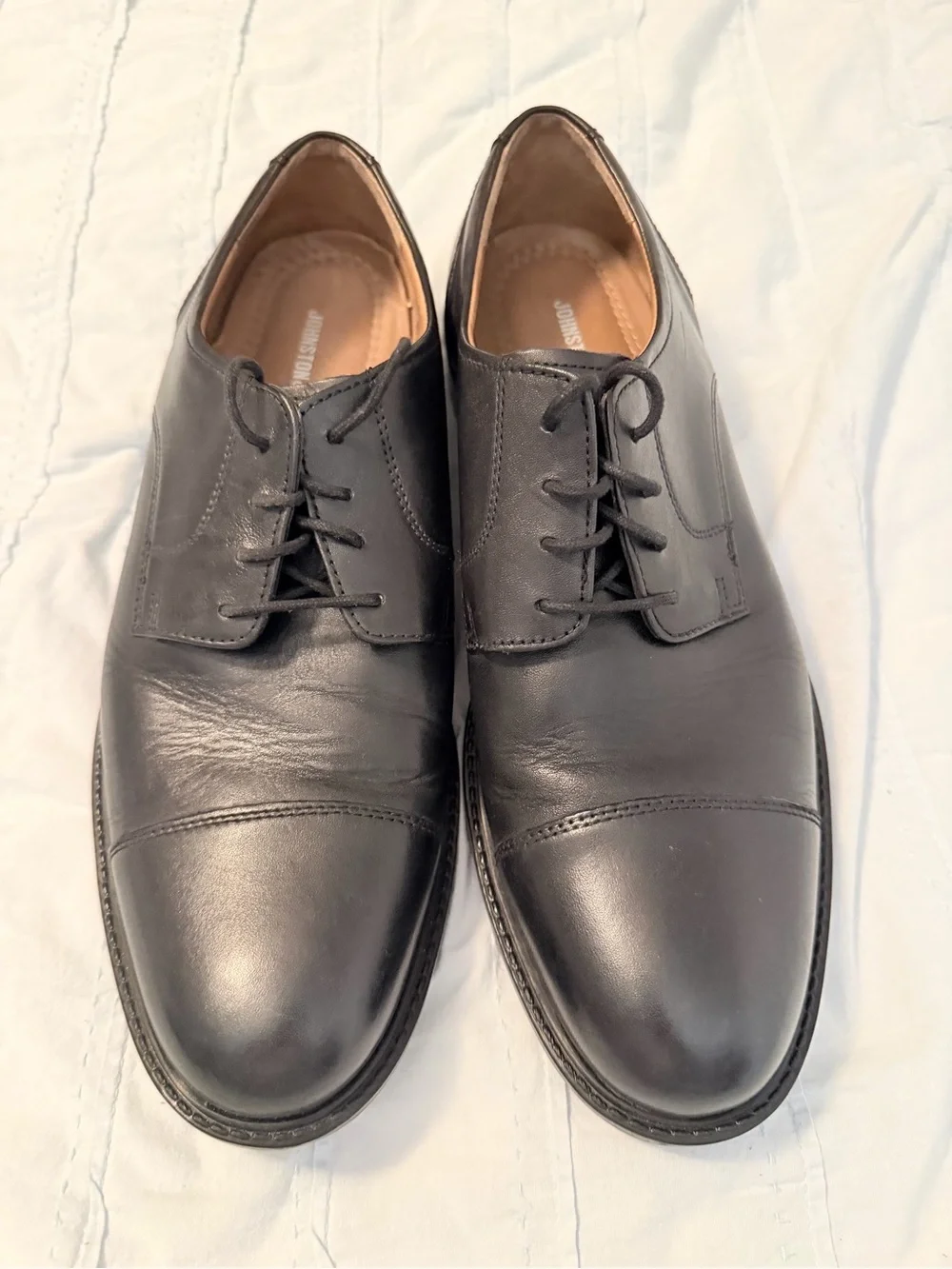 Johnston & Murphy Black Cap-Toe Derby Shoes